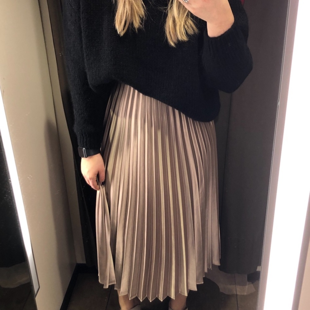 Zara gold pleated skirt